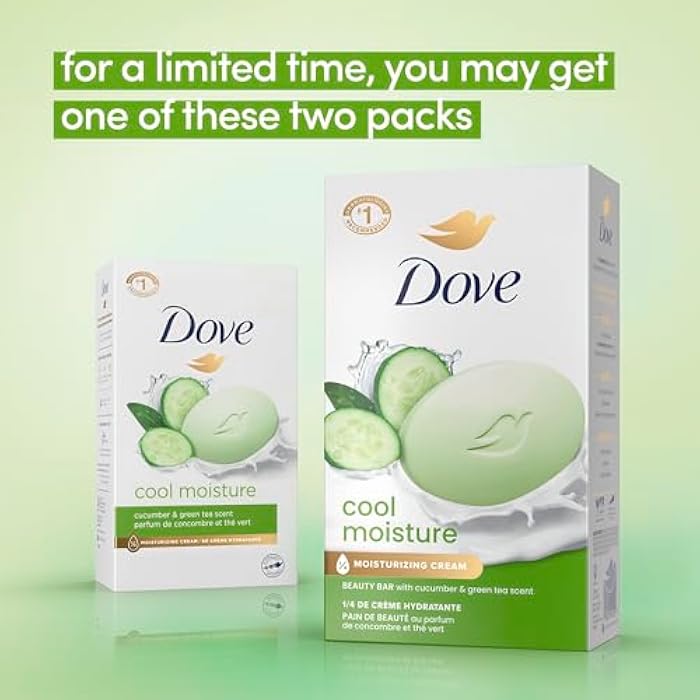 Dove Beauty Bar Soap Cool Moisture Cucumber & Green Tea Scent, 8 Bars for Refreshed Skin, Leaves Skin Refreshed 3.75 oz - Image 3
